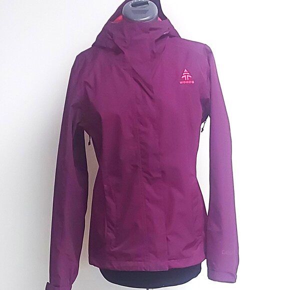 Woods Canatite Hooded Rain Jacket in Purple with Fuschia Lining - Size S - Picture 2 of 14